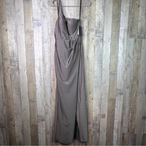 City Studio Size 1 Sleeveless 1 Shoulder Asymmetrical Maxi Evening Sheath Dress - Picture 3 of 10